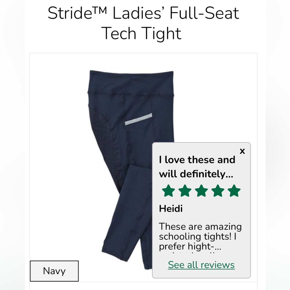 NWT Stride Tech Riding Tight. Navy. Medium.